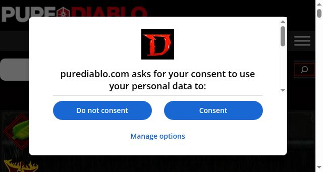 Screenshot of purediablo.com