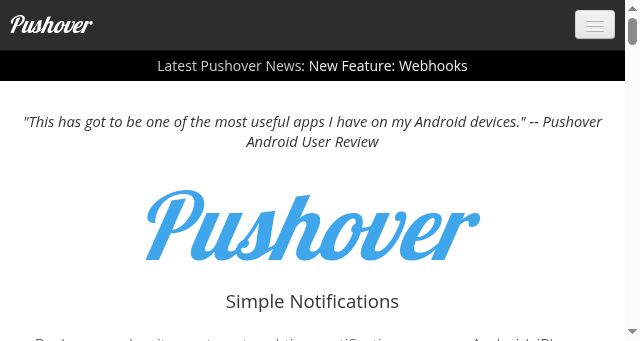 Screenshot of pushover.net
