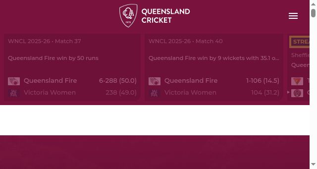 Screenshot of qldcricket.com.au