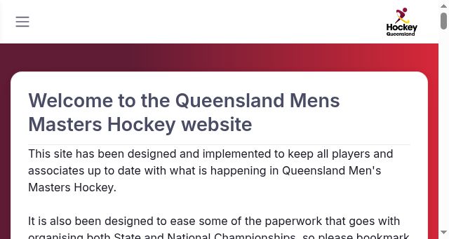 Screenshot of qldmensmastershockey.com