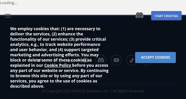Screenshot of radicalmotion.com