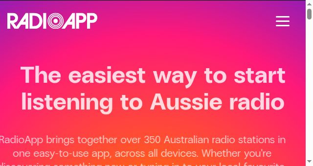 Screenshot of radioapp.com.au