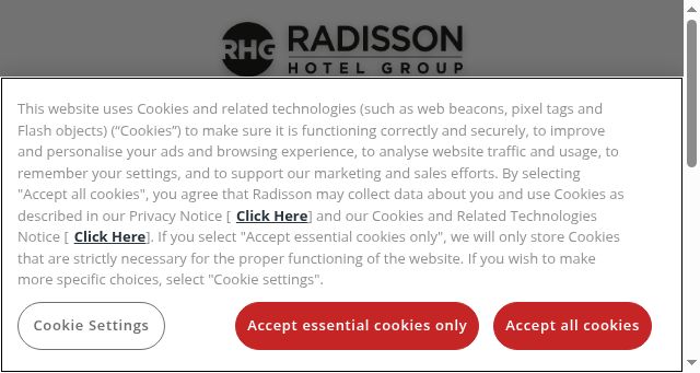 Screenshot of radissonhotels.com