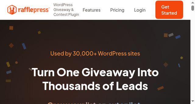 Screenshot of rafflepress.com