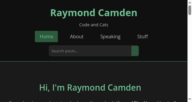 Screenshot of raymondcamden.com
