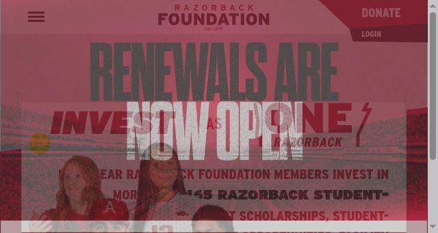 Screenshot of razorbackfoundation.com