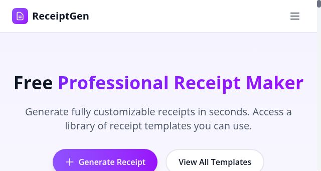 Screenshot of receiptgen.com