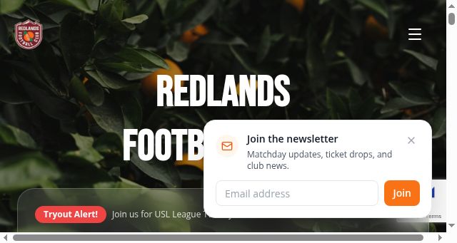 Screenshot of redlandsfootballclub.com