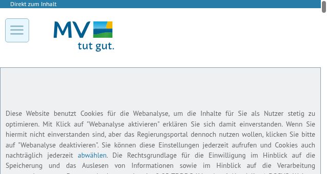 Screenshot of regierung-mv.de