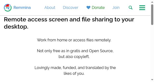 Screenshot of remmina.org