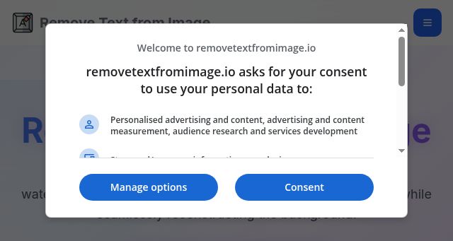 Screenshot of removetextfromimage.io