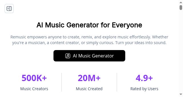 Screenshot of remusic.ai