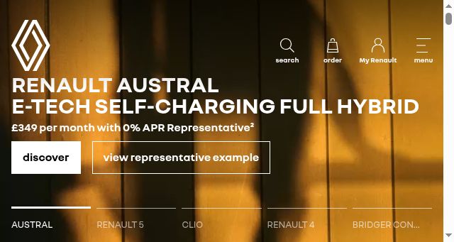 Screenshot of renault.co.uk