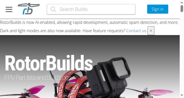 Screenshot of rotorbuilds.com