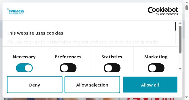 Screenshot of rowlandspharmacy.co.uk