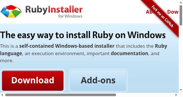 Screenshot of rubyinstaller.org