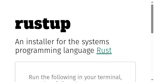 Screenshot of rustup.rs