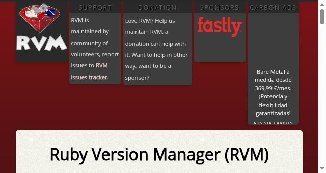 Screenshot of rvm.io