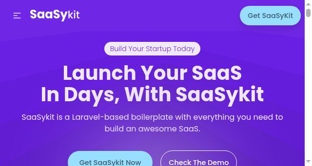 Screenshot of saasykit.com