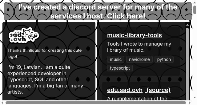 Screenshot of sad.ovh