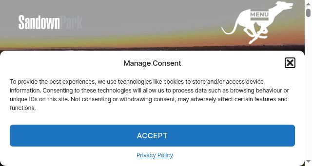 Screenshot of sandowngreyhounds.com.au