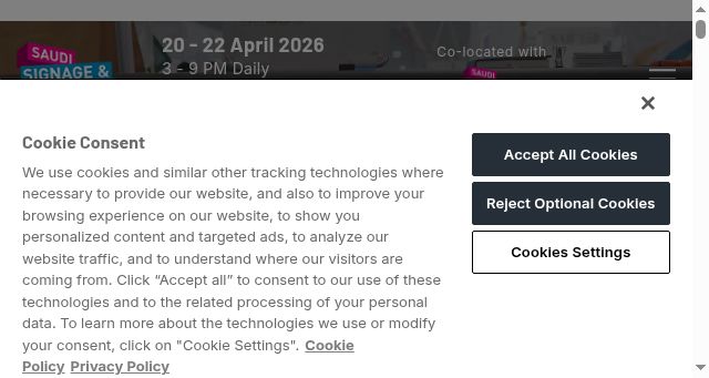 Screenshot of saudisignageexpo.com