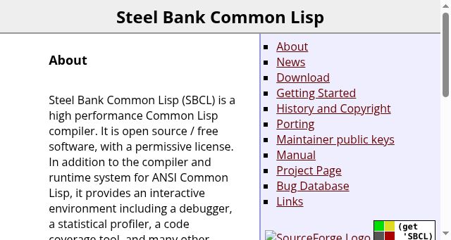 Screenshot of sbcl.org