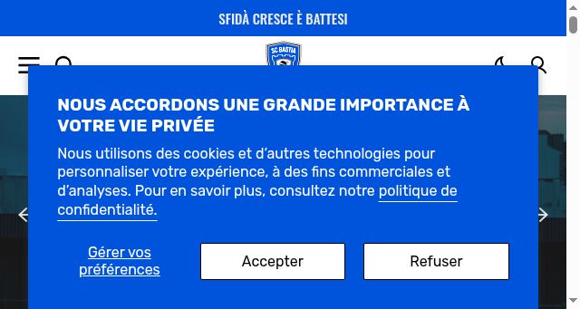 Screenshot of sc-bastia.corsica