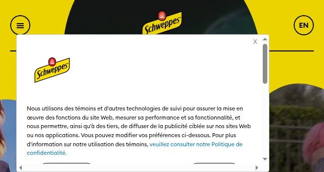 Screenshot of schweppes.ca