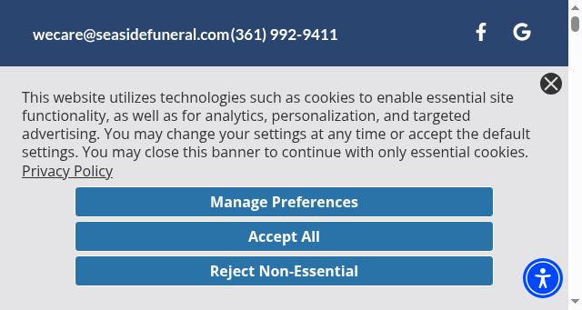 Screenshot of seasidefuneral.com