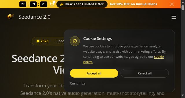 Screenshot of seedance2ai.video
