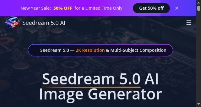 Screenshot of seedream5-ai.org