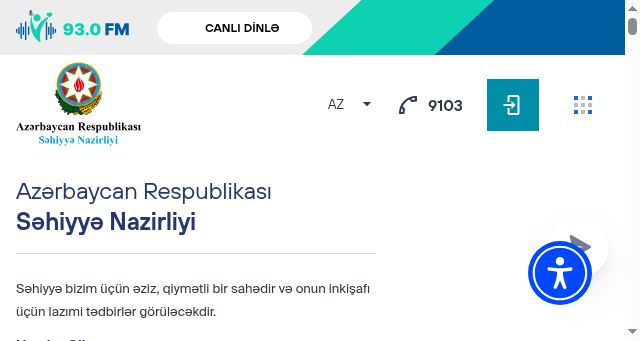 Screenshot of sehiyye.gov.az