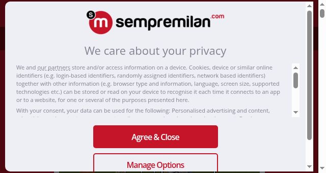 Screenshot of sempremilan.com