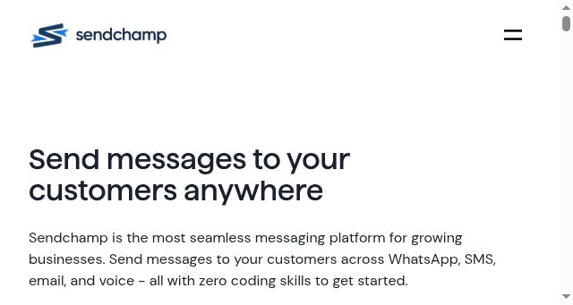 Screenshot of sendchamp.com