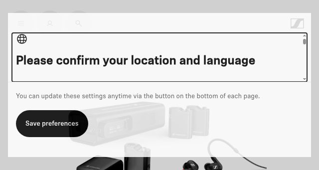 Screenshot of sennheiser.com