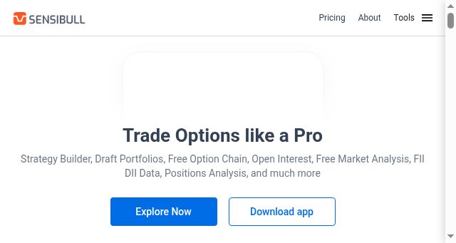 Screenshot of sensibull.com