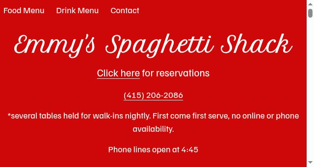 Screenshot of sfspaghettishack.com
