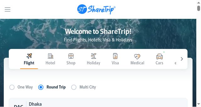 Screenshot of sharetrip.net