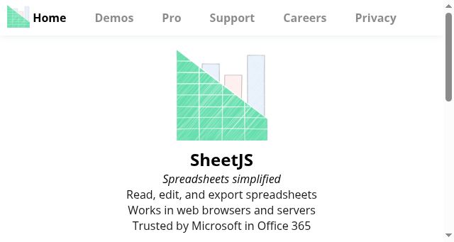 Screenshot of sheetjs.com