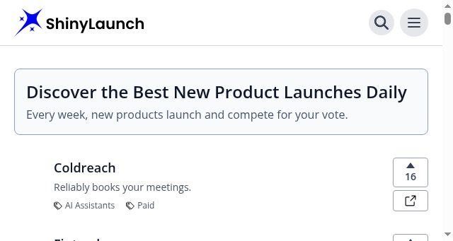 Screenshot of shinylaunch.com