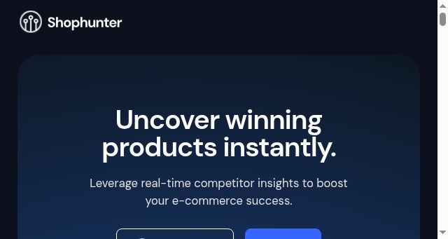 Screenshot of shophunter.io