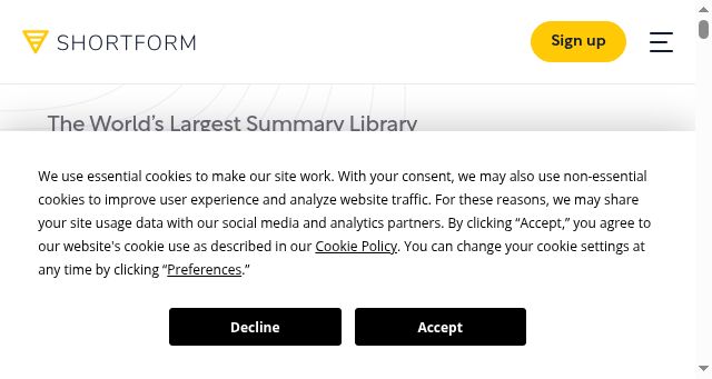 Screenshot of shortform.com