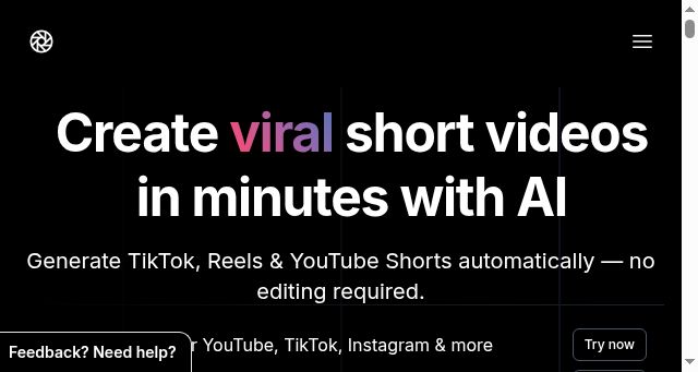 Screenshot of shortsai.com