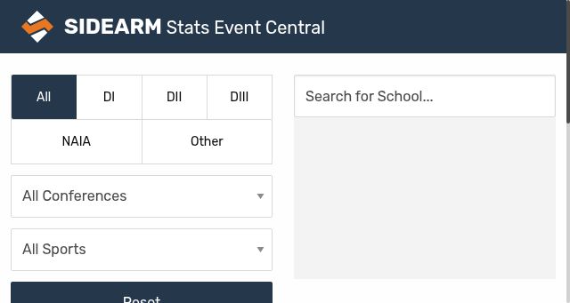 Screenshot of sidearmstats.com