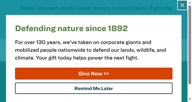 Screenshot of sierraclub.org