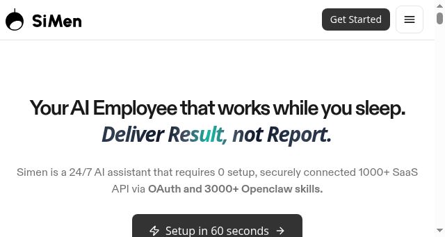 Screenshot of simen.ai