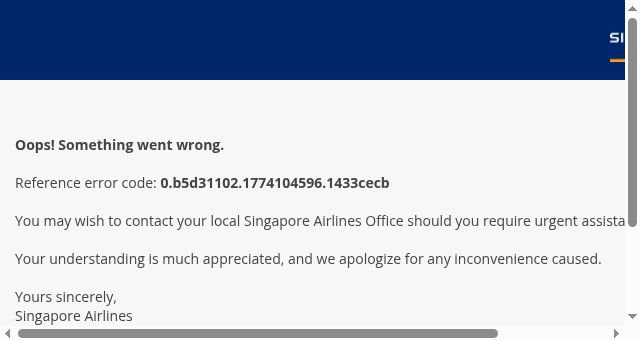 Screenshot of singaporeair.com