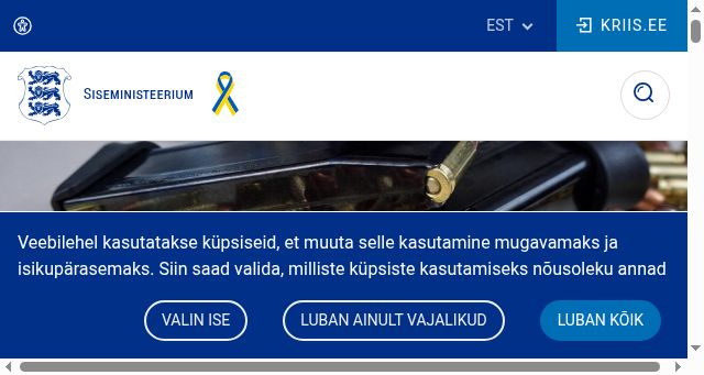 Screenshot of siseministeerium.ee