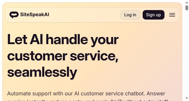Screenshot of sitespeak.ai